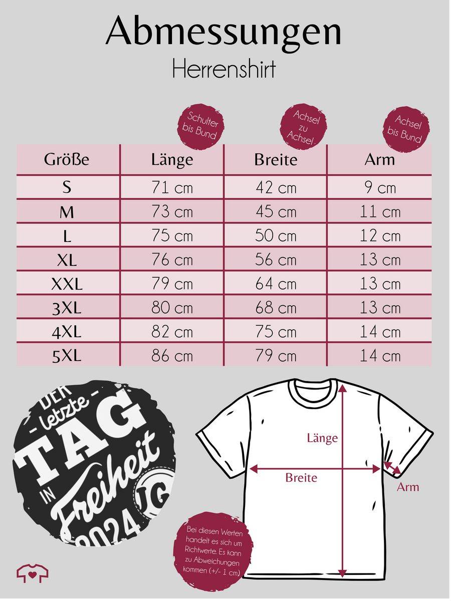 Shirtracer Der letzte Tag in Freiheit 2024 Shirts & Mehr Shirtracer Nur noch ein Tag übrig