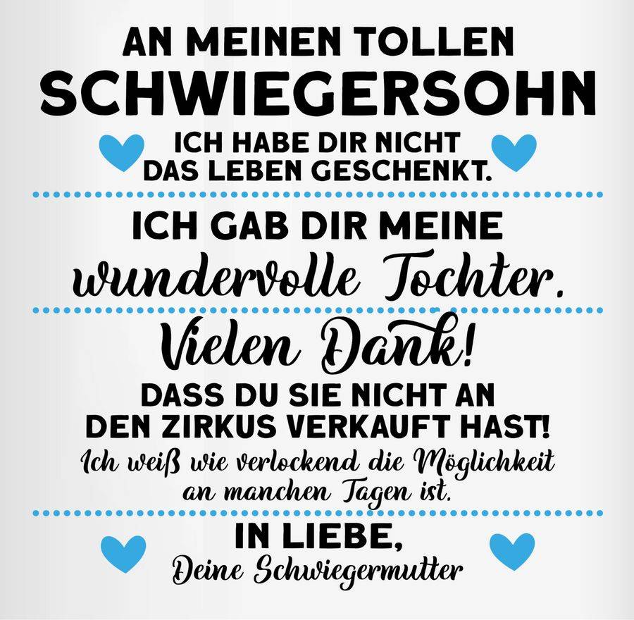 Shirtracer An meinen tollen Schwiegersohn Shirts & Mehr Shirtracer Black Friday Preise