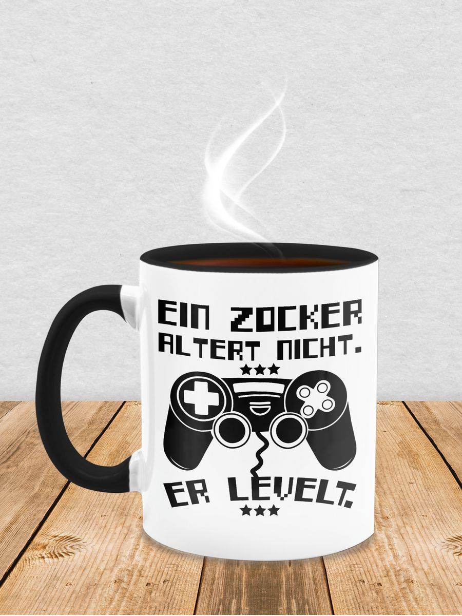 Shirtracer Ein Zocker altert nicht - er levelt: T-Shirt Turnbeutel Shirtracer Preisnachlass