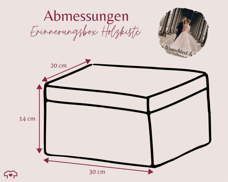 Shirtracer Hochzeitsbox Geschenkbox Hochzeit mit Foto und Namen Datum Erinnerungskiste Hochzeit Bilder Shirtracer Exklusive Angebote