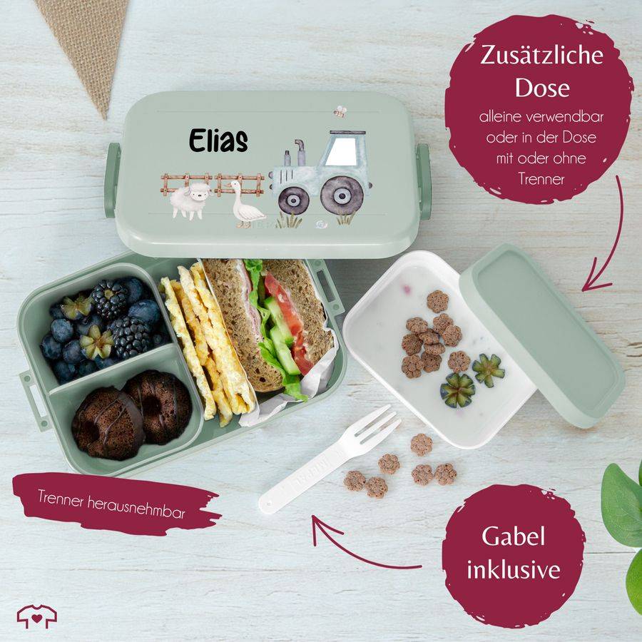 Shirtracer Personalisierte Traktor-Brotdose mit Tieren Kindgerechte Lunchbox mit Traktor un Shirtracer 50% Rabatt für begrenzte Zeit