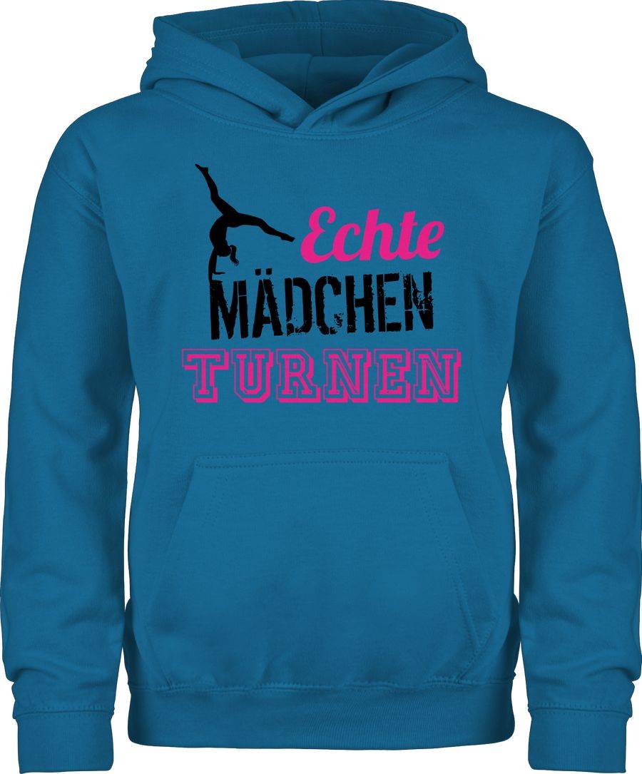 Shirtracer Echte Mädchen turnen fuchsia - schwarz: T-Shirt Turnbeutel Shirtracer