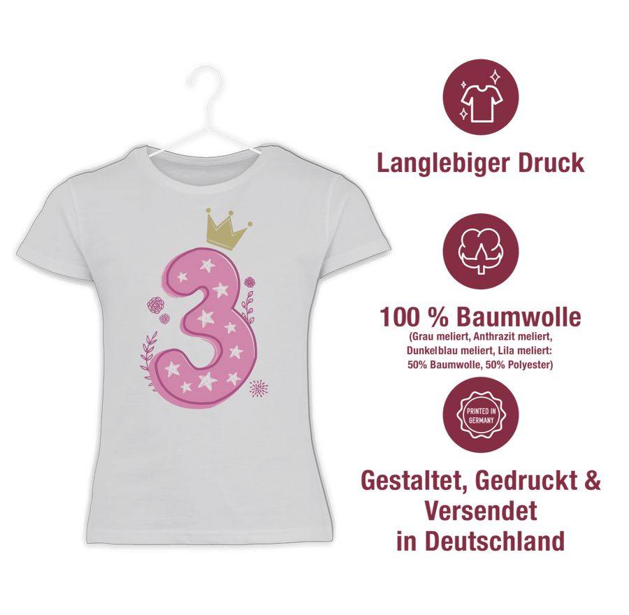 Shirtracer Dritter Mädchen Krone Sterne: T-Shirt Turnbeutel Shirtracer Flash Sale