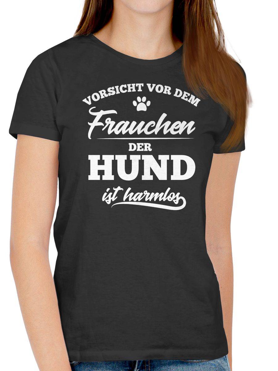 Shirtracer Vorsicht vor dem Frauchen der Hund ist harmlos Shirts & Mehr Shirtracer Weihnachtsangebot