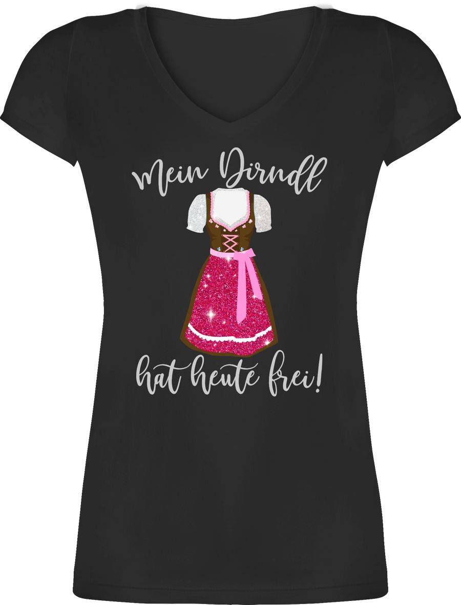 Shirtracer Mein Dirndl hat heute frei - Glitzer Optik: T-Shirt Turnbeutel Shirtracer
