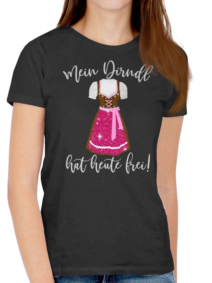 Shirtracer Mein Dirndl hat heute frei - Glitzer Optik: T-Shirt Turnbeutel Shirtracer Sonderangebote