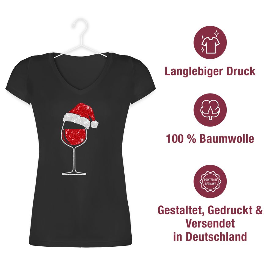 Shirtracer Weinglas mit Weihnachtsmütze: Tshirt Rucksack Shirtracer Sonderangebot der Fabrik