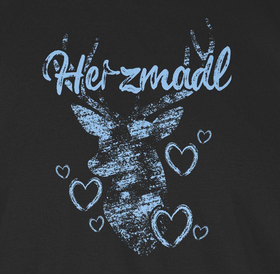 Shirtracer Herzmadl mit Hirsch und Herzen - hellblau: T-Shirt Turnbeutel Shirtracer Im Verkauf