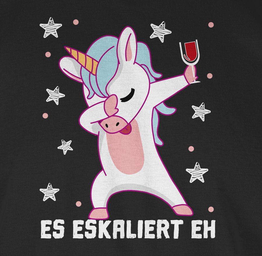 Shirtracer Es eskaliert eh Einhorn mit Weinglas weiß Shirts & Mehr Shirtracer Hotsell