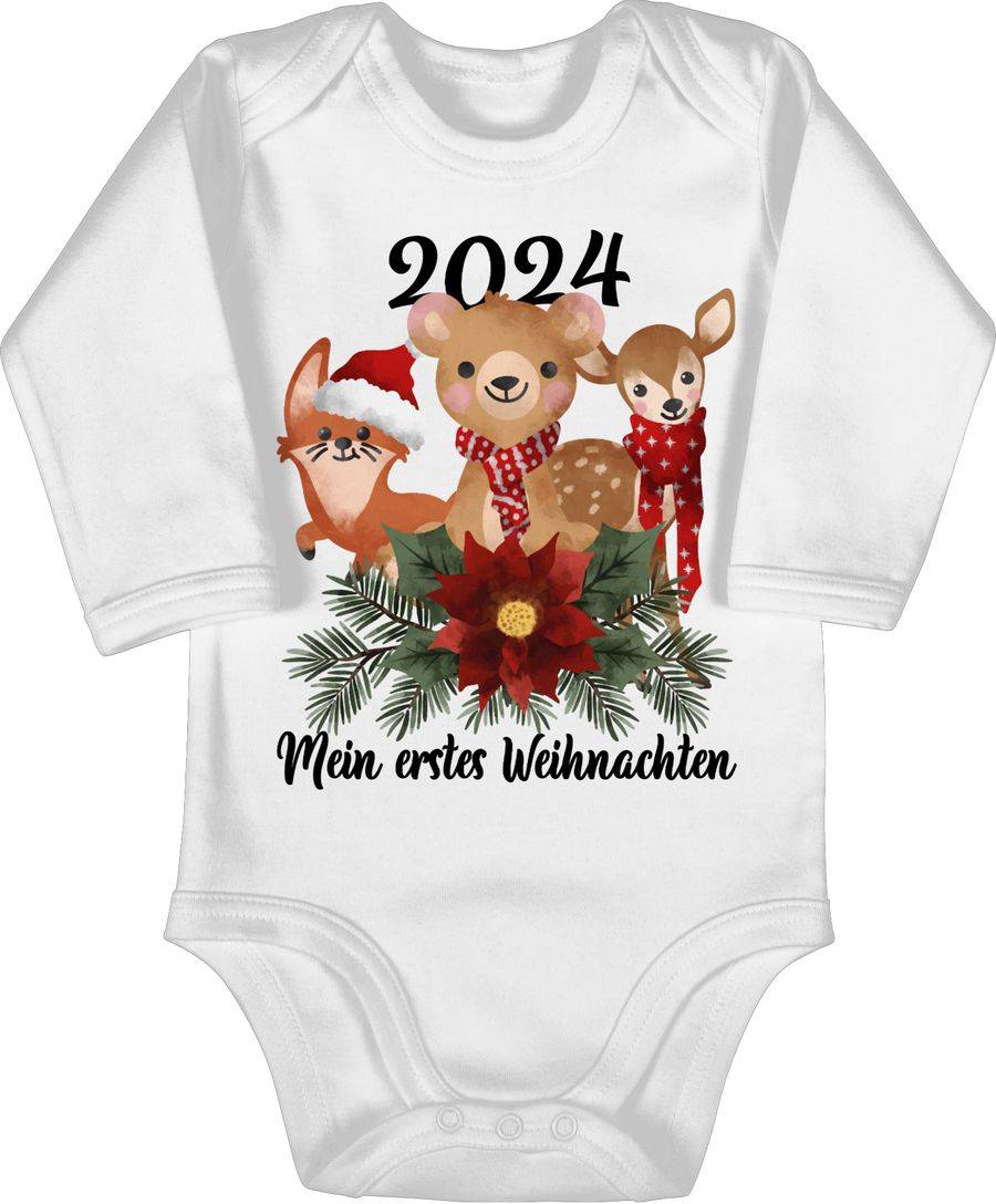 Shirtracer 2024 Mein erstes Weihnachten mit süßen Tieren - schwarz: Tshirt Rucksack Shirtracer
