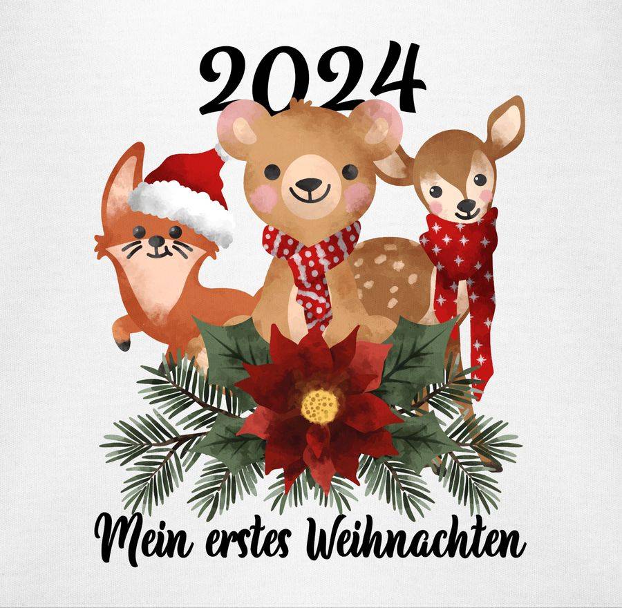 Shirtracer 2024 Mein erstes Weihnachten mit süßen Tieren - schwarz: Tshirt Rucksack Shirtracer Günstig kaufen