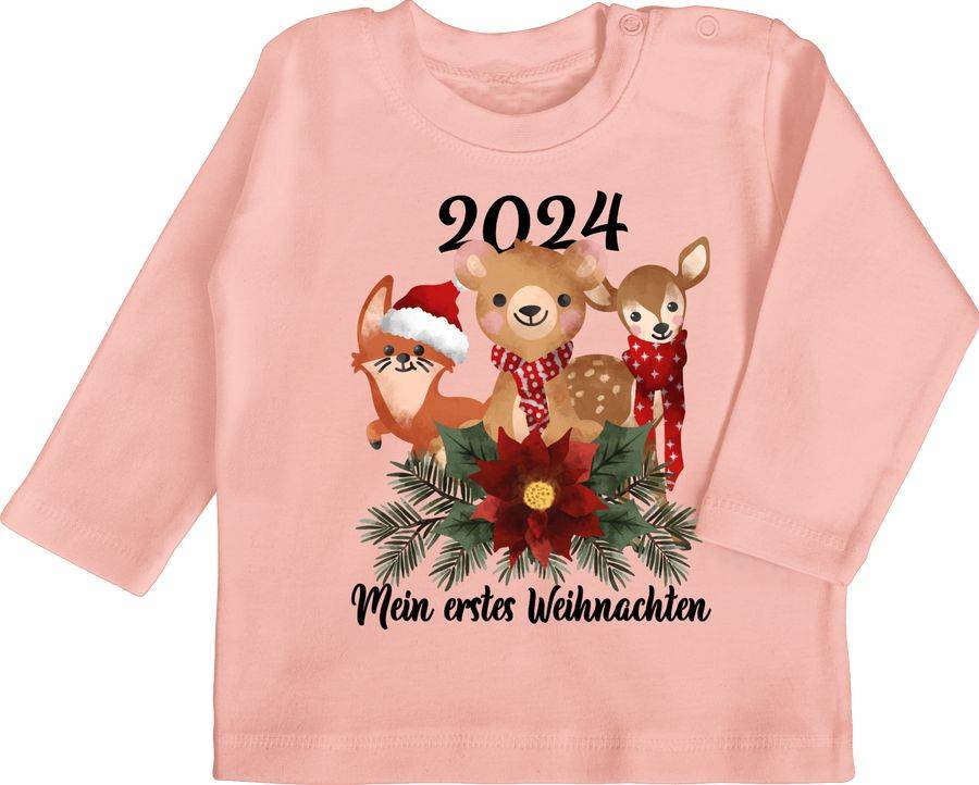 Shirtracer 2024 Mein erstes Weihnachten mit süßen Tieren - schwarz: Tshirt Rucksack Shirtracer