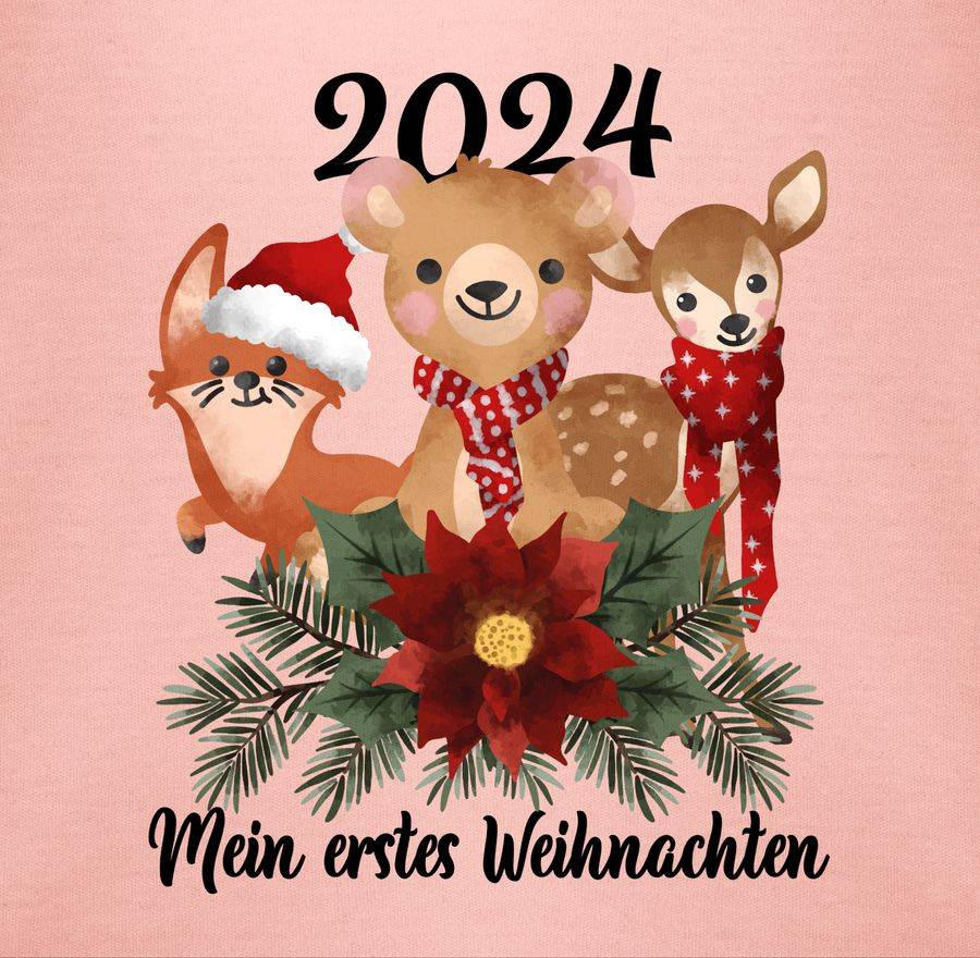 Shirtracer 2024 Mein erstes Weihnachten mit süßen Tieren - schwarz: Tshirt Rucksack Shirtracer Black Friday