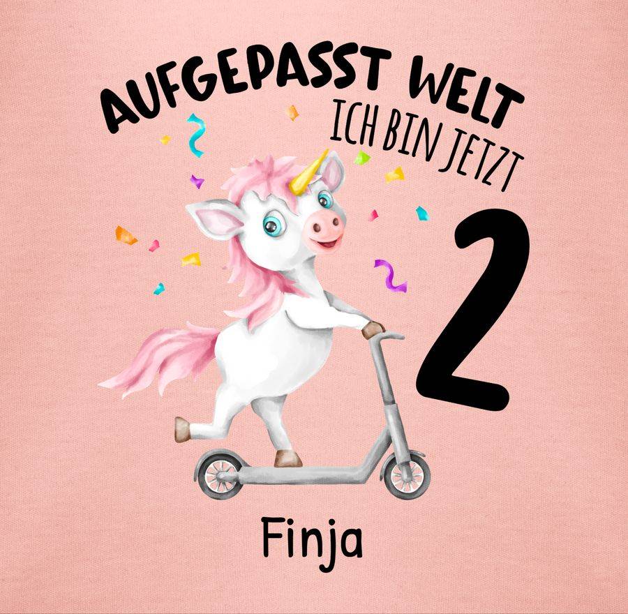 Shirtracer Aufgepasst Welt - Ich bin jetzt 2 - Einhorn mit Name zum Zweiten: T-Shirt Gym Ba Shirtracer Cyber Monday