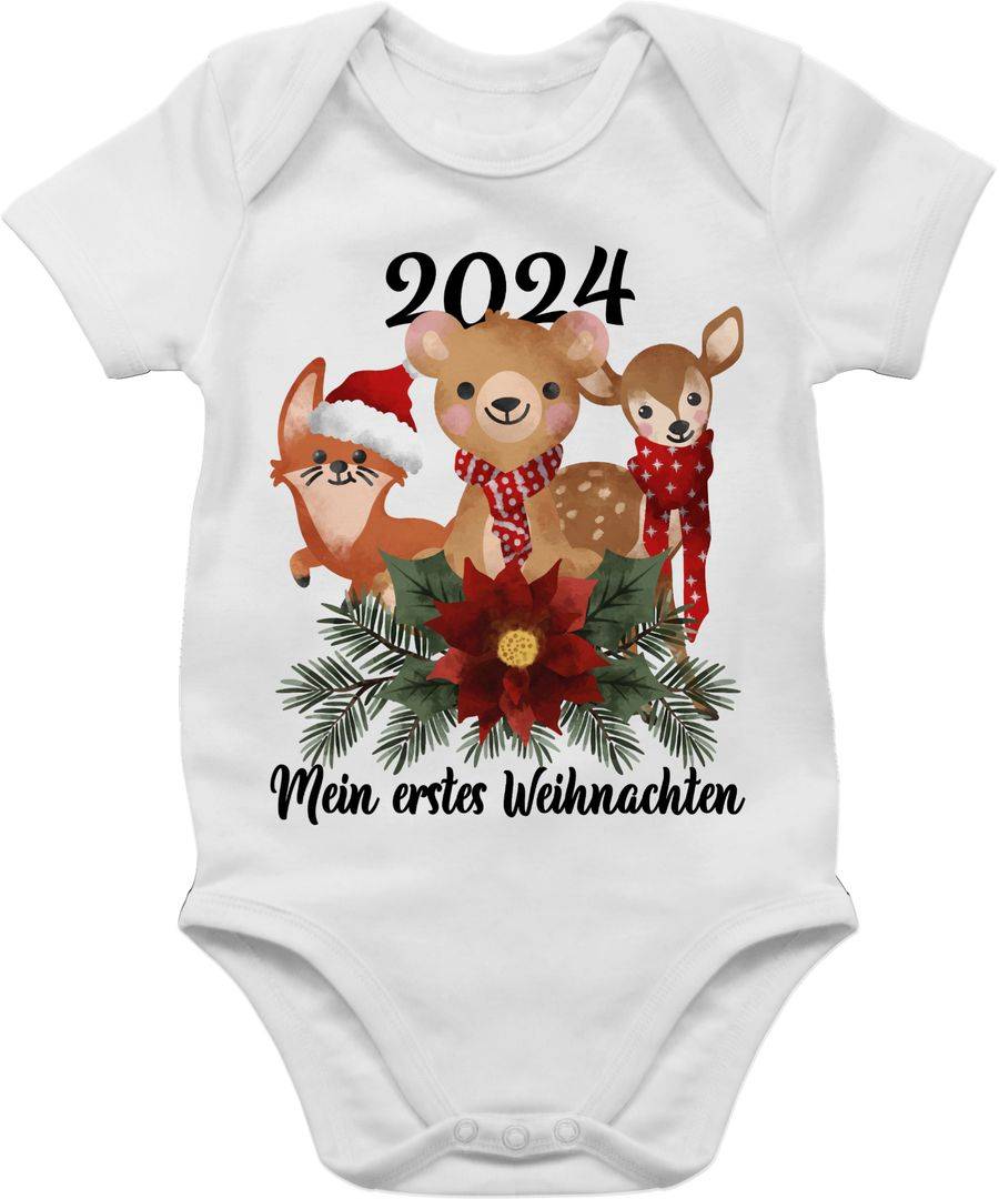 Shirtracer 2024 Mein erstes Weihnachten mit süßen Tieren - schwarz: Tshirt Rucksack Shirtracer