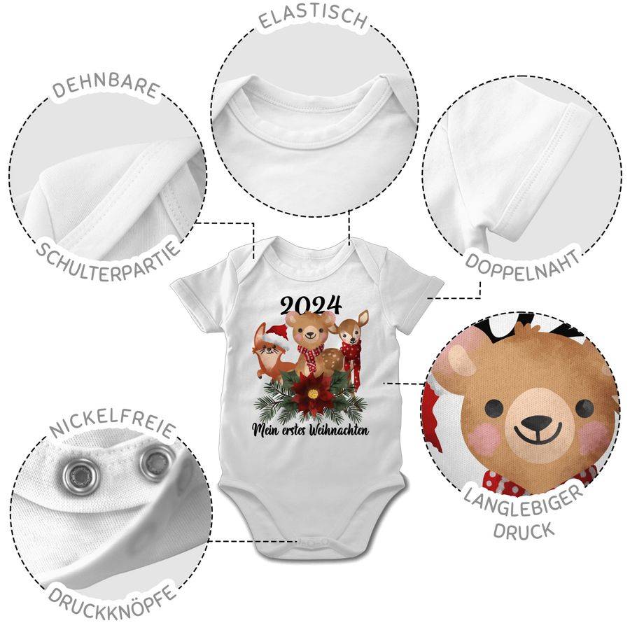 Shirtracer 2024 Mein erstes Weihnachten mit süßen Tieren - schwarz: Tshirt Rucksack Shirtracer Große Rabatte