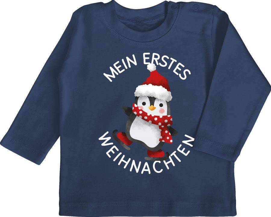 Shirtracer Mein erstes Weihnachten mit Pinguin - weiß: Tshirt Turnbeutel Shirtracer