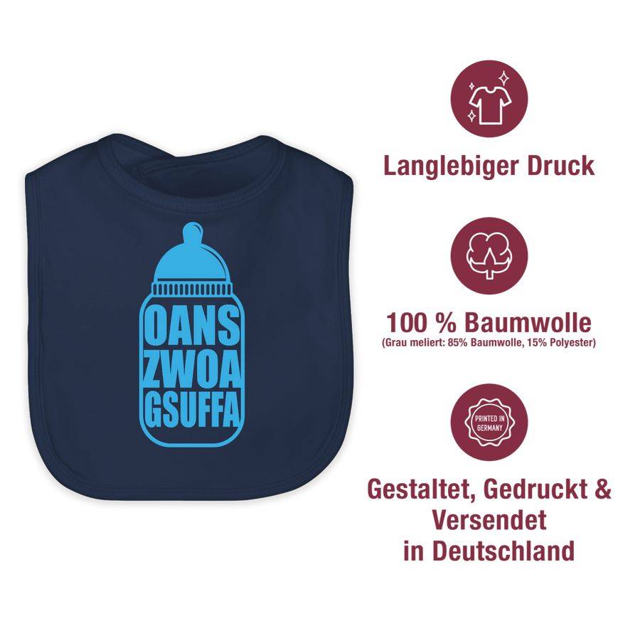 Shirtracer Babyflasche Oans Zwoa Gsuffa blau Shirts & Mehr Shirtracer Auslauf