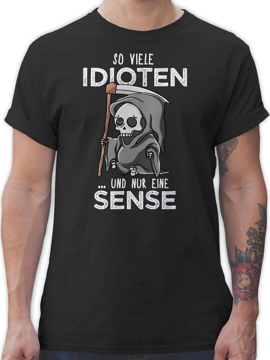 Shirtracer So viele Idioten und nur eine Sense - Weiß: Tshirt Rucksack Shirtracer