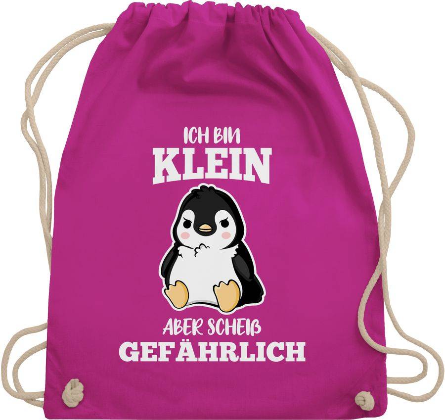 Shirtracer Ich bin klein aber scheiß gefährlich Pinguin weiß: T-Shirt Turnbeutel Shirtracer