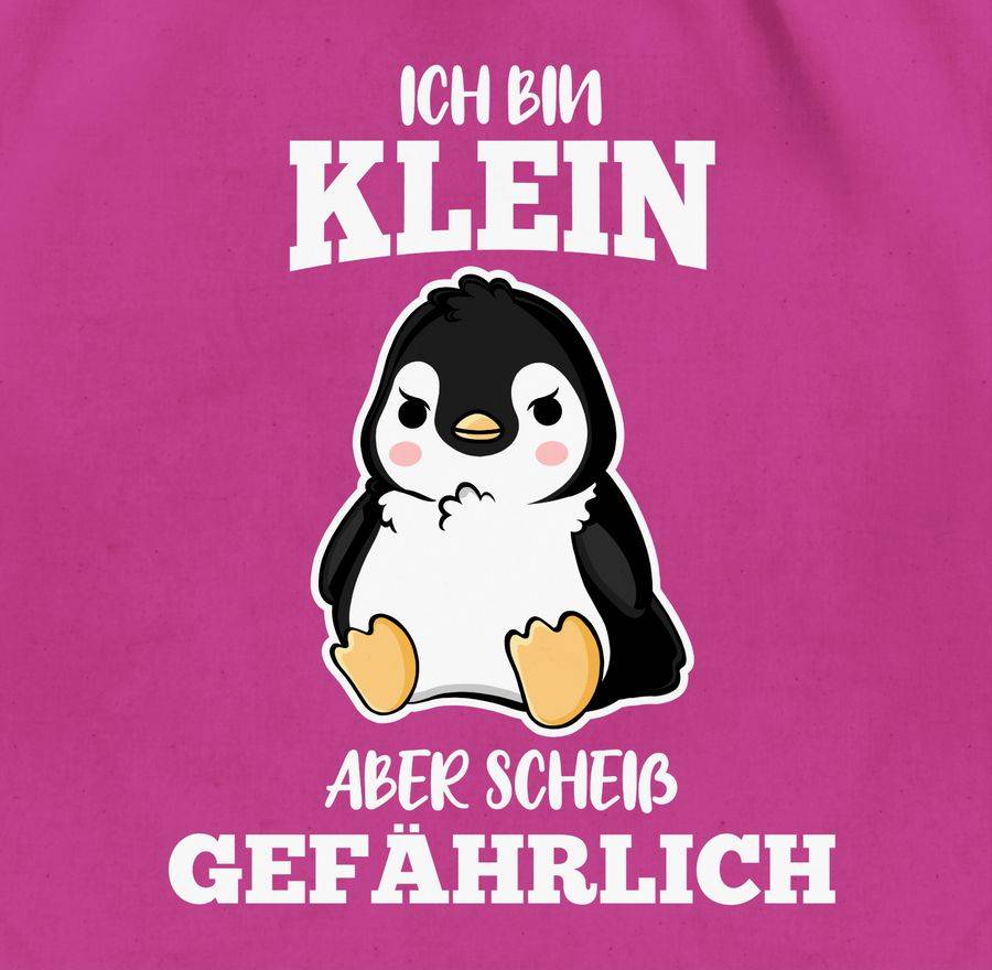 Shirtracer Ich bin klein aber scheiß gefährlich Pinguin weiß: T-Shirt Turnbeutel Shirtracer Jubiläumsangebot