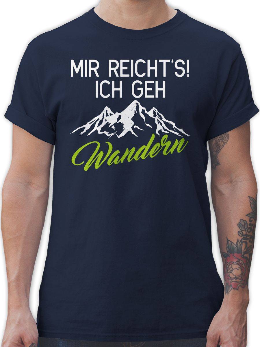Shirtracer Mir reichts ich geh wandern weiß/grün: T-Shirt Rucksack Shirtracer