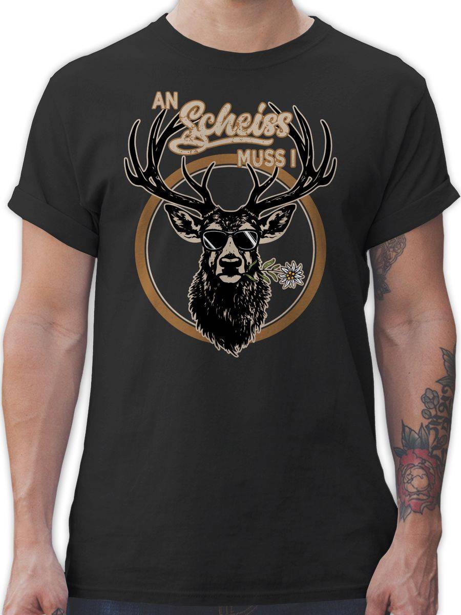 Shirtracer An Scheiß muss i Hirsch Hirschgeweih Shirts & Mehr Shirtracer
