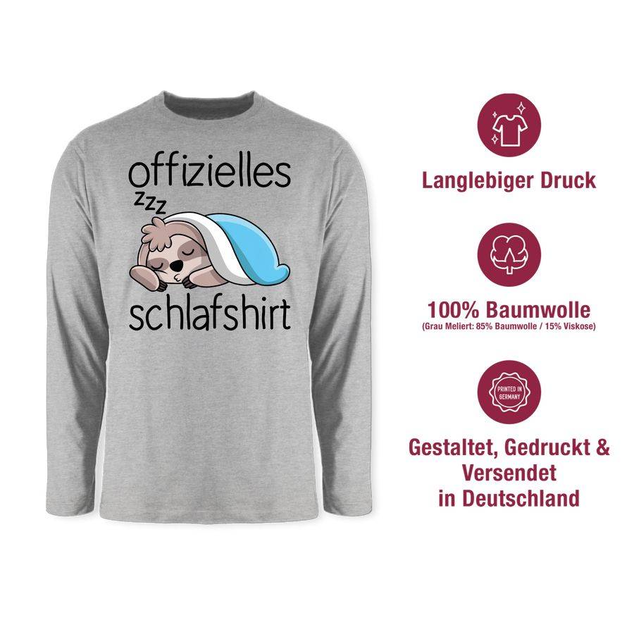 Shirtracer Offizielles Schlafshirt mit Faultier - schwarz Shirts & Mehr Shirtracer Jubiläumsangebot