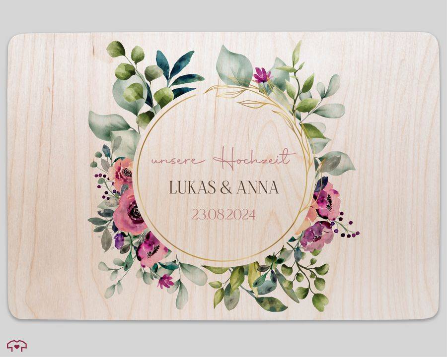 Shirtracer Erinnerungsbox Unsere Hochzeit mit Blumenkranz personalisiert Geschenke zur Hochzeit Shirtracer Begrenzte Freigabe