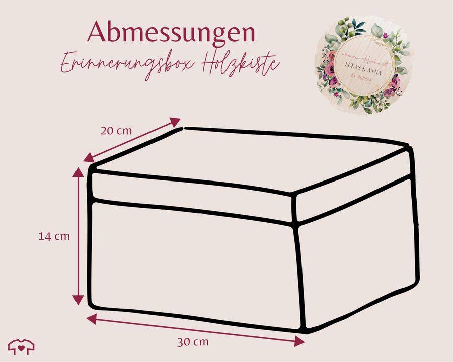 Shirtracer Erinnerungsbox Unsere Hochzeit mit Blumenkranz personalisiert Geschenke zur Hochzeit Shirtracer Begrenzte Freigabe