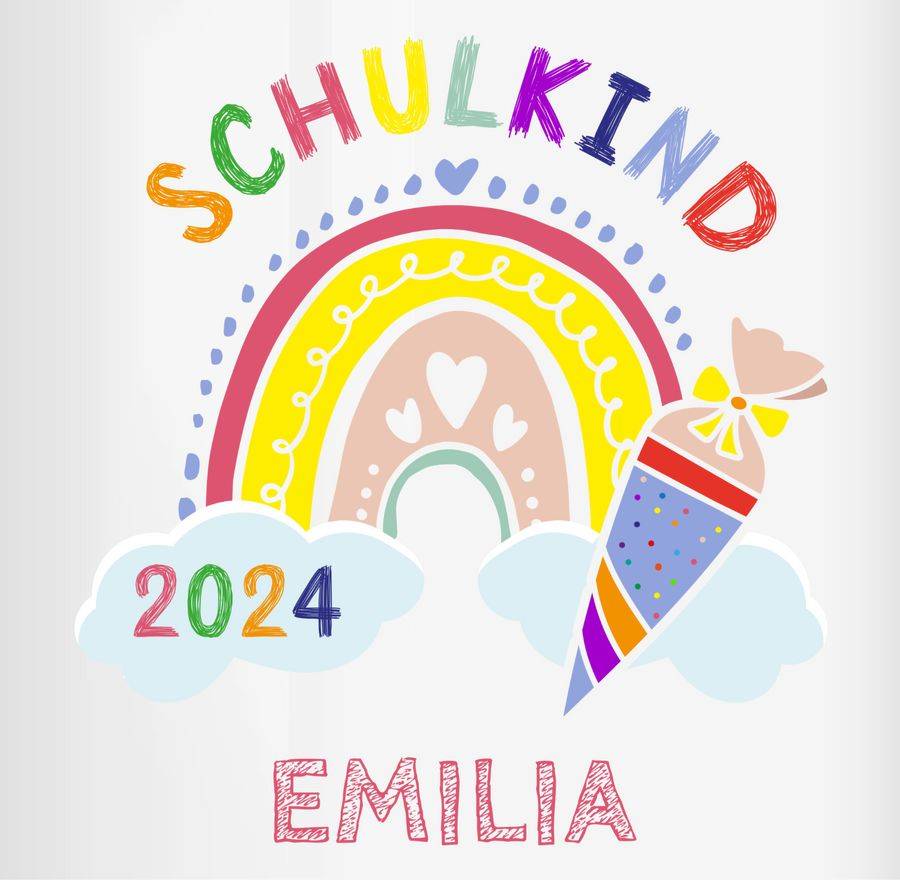 Shirtracer Schulkind 2024 Regenbogen: T-Shirt Rucksack Shirtracer Kostenloser Versand international