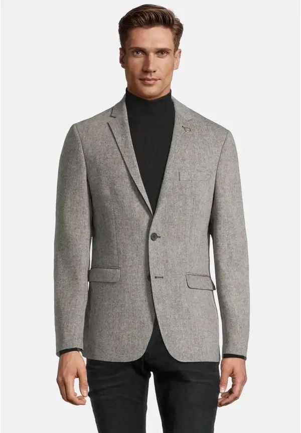 Steffen Klein Sakko Wolle Tweed in grau Großer Ausverkauf